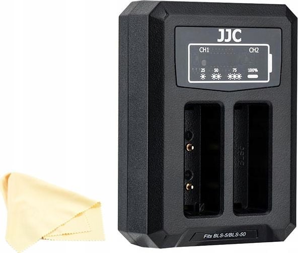 JJC dobbel USB-lader til Olympus Bls-1 / Bls-5 / Bls-50