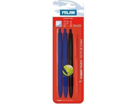 Milan P1 Touch kynä 2*sininen+musta+musta (4kpl)