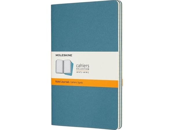 Cahier Journal Linjeret Large Brisk Blue 3-Pak