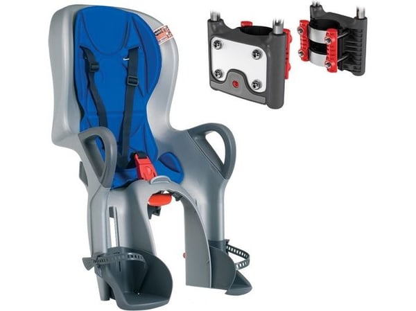 OK Baby barnesykkelsete 10+ NEW justerbar helning 27,5” - 29” (114) ZN+H70 + feste, sølv (OKB-10-722-SR-NEW)