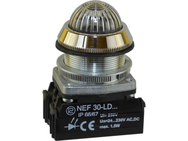 Promet signallampa 30mm vit 24-230V AC/DC (W0-LDU1-NEF30LDS B) Promet signallampa 30mm vit 24-230V AC/DC (W0-LDU1-NEF30LDS B)