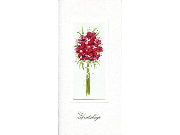 Gratulasjonskort DL G02 – rød blomsterbukett