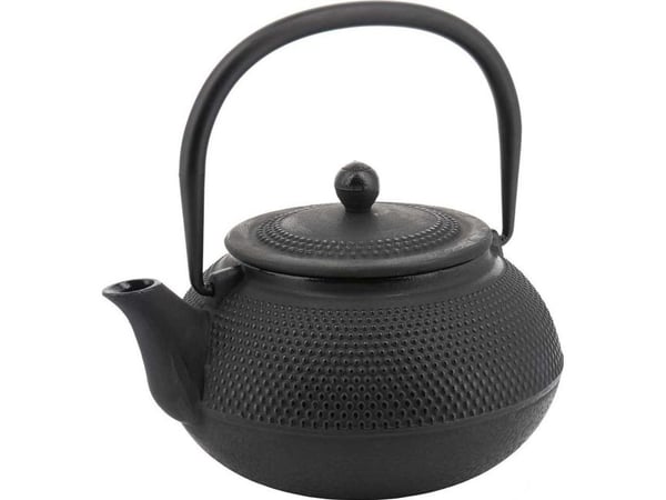 King Hoff tekanne med sil, støpejern, 850 ml, svart