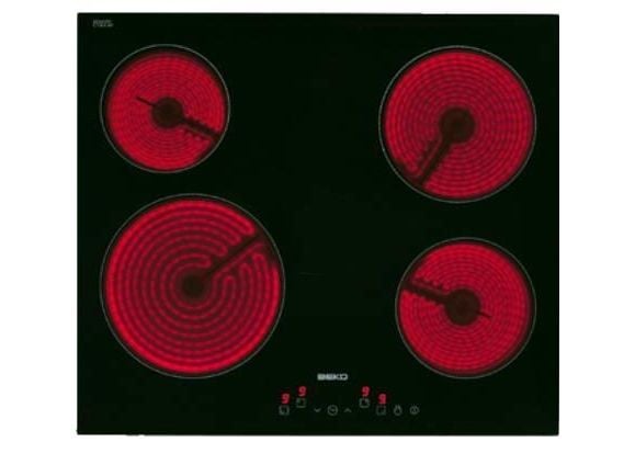 Beko HIC64401 - Keramisk komfyrtopp - 4 plater - Nisje - bredde: 56 cm - dybde: 49 cm - uten ramme - svart