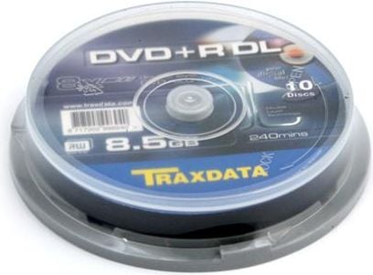 Traxdata DVD+R Double Layer 10pk, DVD+R DL, Kakeboks, 10 stykker, 8,5 GB