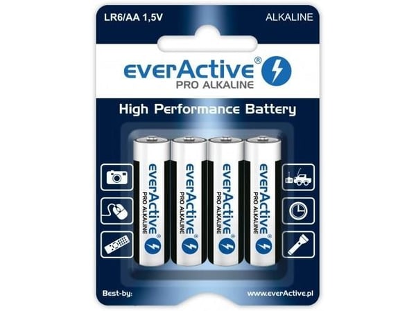 EverActive Pro alkaliparistot LR6 AA - läpipainopakkaus, jossa 4 kpl.