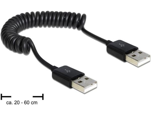 Delock - USB-kabel - USB (hann) til USB (hann) - USB 2.0 - 60 cm - rullet sammen - svart