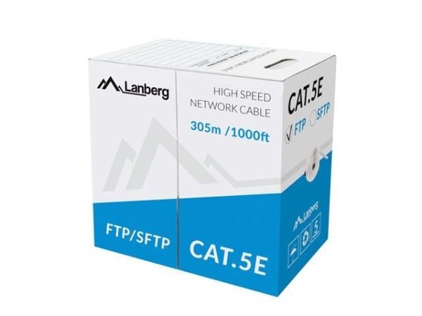 Lanberg - Samlet kabel - foliebelagt uskjermet tvinnet kabelpar (F/UTP) - CAT 5e - flertrådet - grå, RAL 7035
