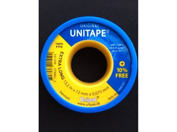 Unipak teflonbånd til VVS-installasjoner 12 mm x 13,2 m (13118)