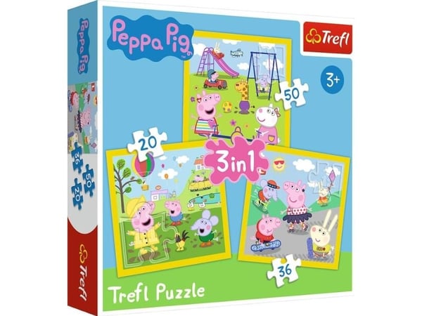 TREFL Pipsa Piggy 3 i 1 puslespill, 20+36+50 brikker