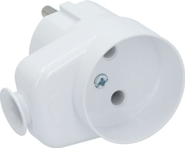 Timex vinklad stickkontakt med jordat uttag 16A 2P 250V vit (WT-6U/G)