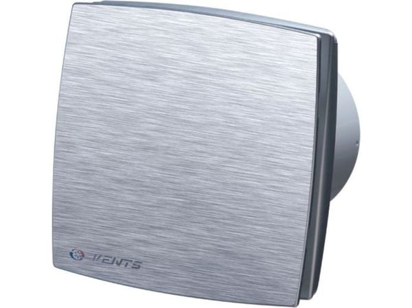 Vents aksialvifte Ø100 14W 33dB timer + hygrostatholder børstet aluminium (100LDATHMET)