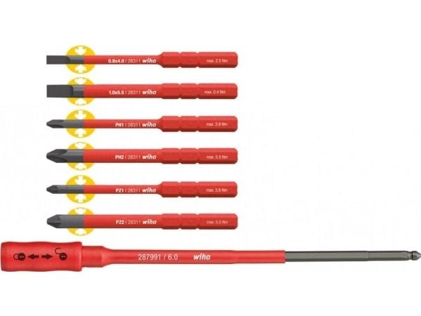 Wiha 36079, 6 stykker, Hex (metrisk), Philips, Pozidriv, Spor/slot, PH 1, PH 2, PZ 1, PZ 2, 4,5.5 mm, 109 g