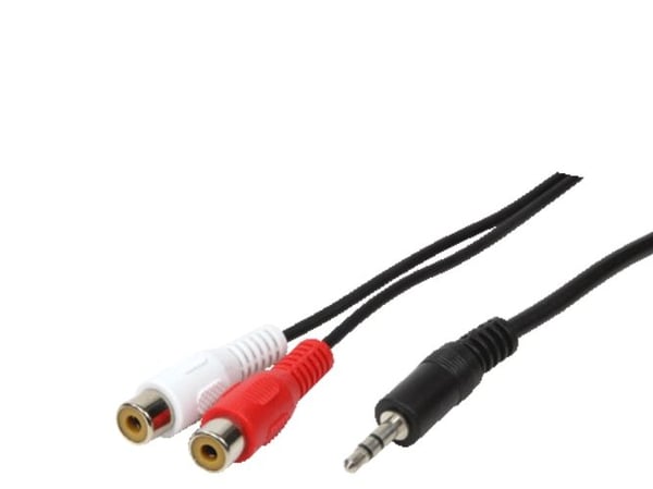 LogiLink 1x3.5mm - 2xRCA, 5m, 3.5mm, Hankjønn, 2 x RCA, Hunkjønn, 5 m, Sort
