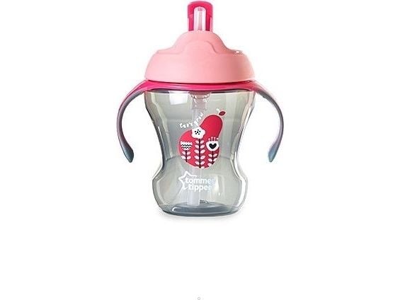 Tommee Tippee kopp med sugerør Girl 230 ml rosa (TT0321)