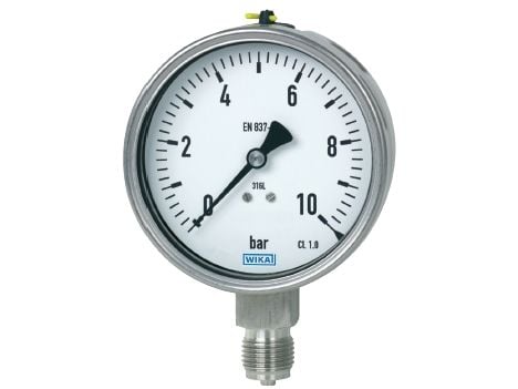 WIKA rörfjäder-manometer 9481656 232.50, anslutning (manometer): undersida, 0 till 10 bar, utvändigt gänga G 1/4, 1 st WIKA rörfjäder-manometer 9481656 232.50, anslutning (manometer): undersida, 0 till 10 bar, utvändigt gänga G 1/4, 1 st