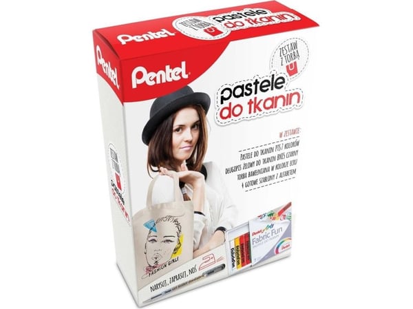 PENTEL pastel fargestifter til stoff 7 farger med pose