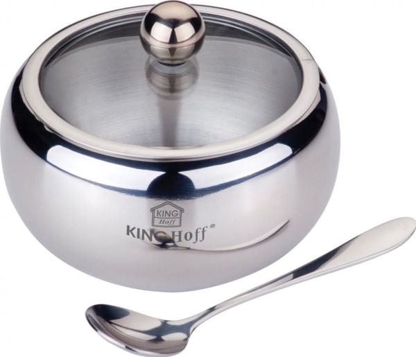 King Hoff sukkerbøtte med skje, stål, 460 ml, „Kinghoff“