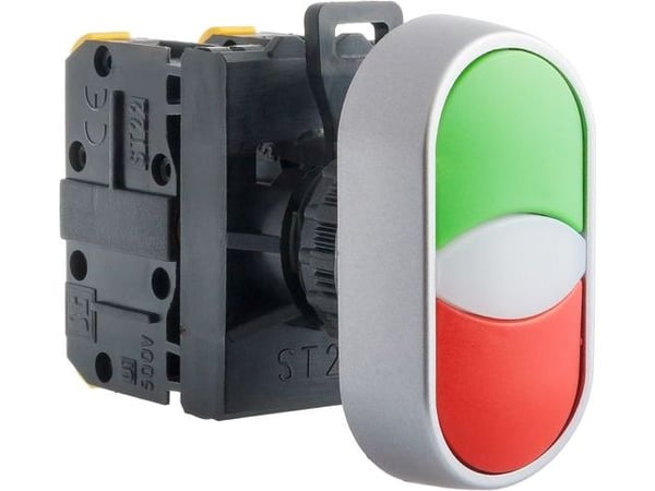 Spamel styrekontakt 22 mm dobbel rød/grønn med selvretur 2Z (ST22-2KL-20Z/C)