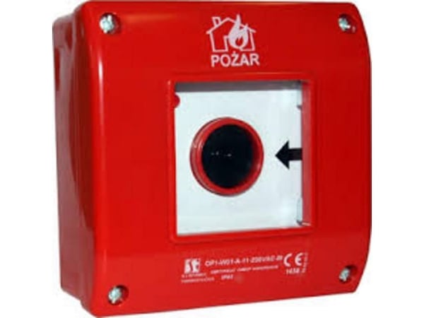 Spamel brann-/alarmpush knapp ppo innfelt 1Z 1R rød (OP1-W02-B11)