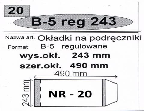 Narnia Subrule cover B5 säädettävä nro 20 (50kpl) (247067)
