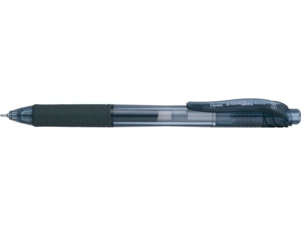 Pentel EnerGel-X, Sisäänvedettävä geelikynä, Musta, Musta, Muovi, Pyöreä, Molempikätinen