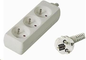 PremiumCord PP3-03, 3 m, Valkoinen, 3 AC-pistorasia(a), 230 V, Valkoinen
