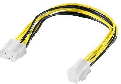 PremiumCord ATX/EPS 4-pin til ATX/EPS 8-pin, 0,24 m, gul (kn-16)