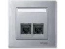 Schneider Merten System M Kaksinkertainen RJ45-tietokonepistorasian keskuslevy alumiinia (MTN466560)