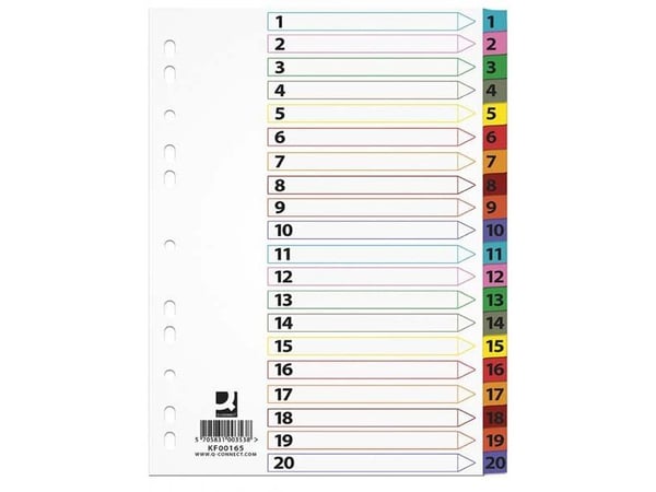 Q-Connect Mylar A4 pappdelere, 1-20 (KF00165)