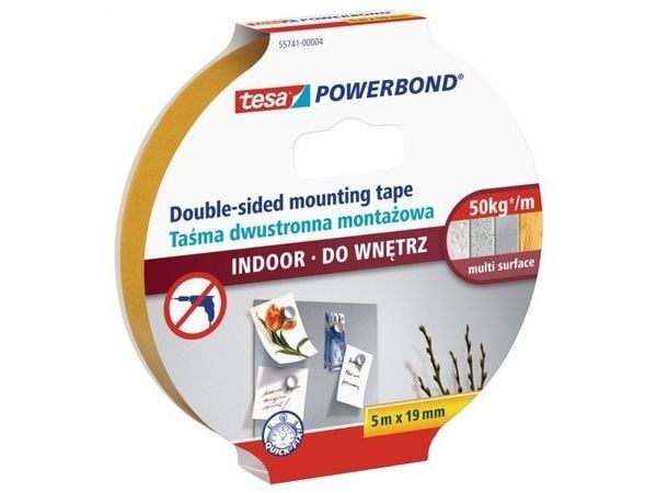 Tesa tape til montering/maling innendørs transparent 5 m x 19 mm (H5574104)