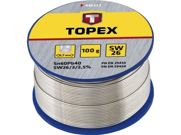 Topex Tinn loddetinn 60 % Sn, 1,5 mm tråd, 100 g