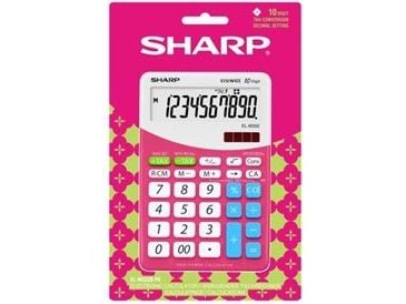 Sharp EL-M332, Työpöytä, Talouslaskin, 10 lukua, 1 linjat, Akku/Aurinko, Vaaleanpunainen