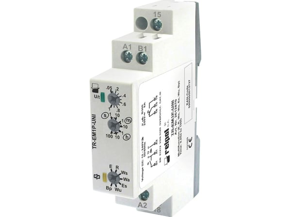 Relpol aikarele 1P 8A 1s-100h 12-240V AC/DC monitoiminen TR-EM1P-UNI (2612870)