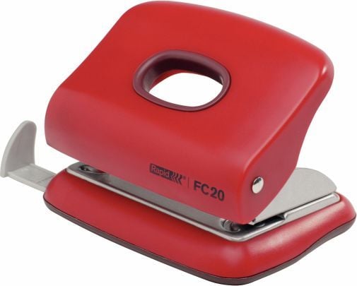 Rapid Hullemaskin FC20 2hull/20ark Rød, 20 ark, Rød, 8 cm