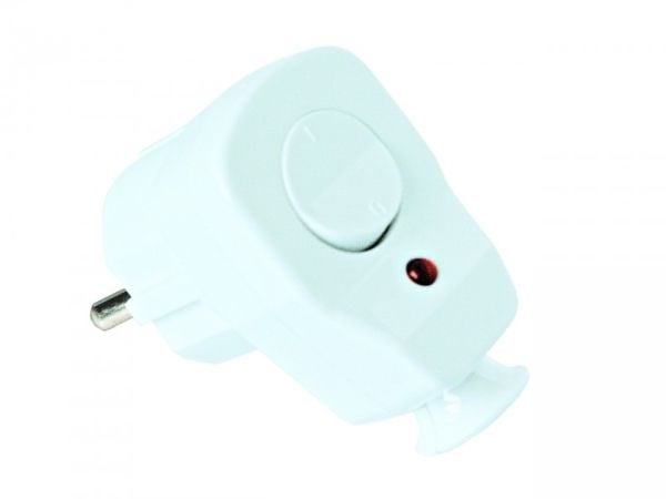 PCE vinklat stickpropp 16A IP20 2P+J med brytare 0-1 och vit diod (9002216)