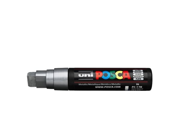 Paintmarker, Uni Posca, PC-17K, 15MM Rund spids, silver, permanent - (5 stk.)