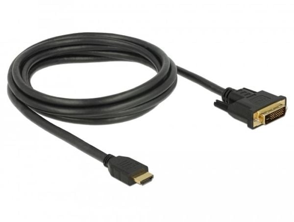 Delock - Adapterkabel - DVI-D hann til HDMI hann - 2 m - trippel beskyttelse - svart - tommelskruer