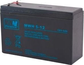 MPL MW POWER MWH UPS-batteri 5-12L blysyre VRLA AGM vedlikeholdsfritt 12 V 6 Ah sort