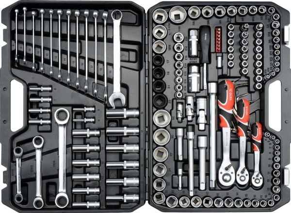 Yato YT-38811, Hylsnyckeluppsättning, 150 styck, Krom, Kromvanadinstål, 12 kg, 20,21,22,24 mm