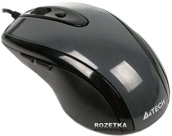 A4Tech V-Track N-708X - Mus - høyre- og venstrehåndet - optisk - 6 knapper - kablet - USB - grå