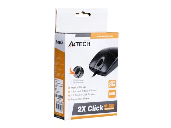 A4TECH EVO Opto Ecco 612D - Mus - optisk - 4 knapper - kablet - USB - svart