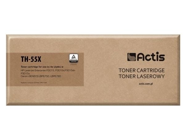 Actis värikasetti TH-55X (korvaava HP 55X CE255X, Canon CRG-724H; Standard; 12500 sivua; musta), 12500 sivua, musta, 1 kpl