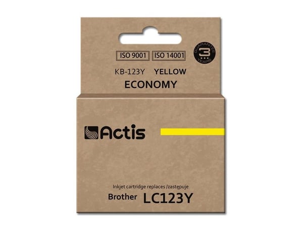 Actis KB-123Y, Standard utskriftsproduksjon, Fargestoffbasert blekk, 10 ml, 1 stykker, Enkeltpakke
