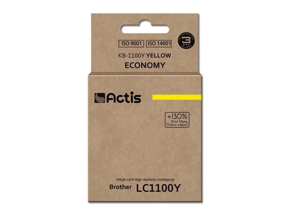 Actis KB-1100Y, Standard utskriftsproduksjon, Fargestoffbasert blekk, 19 ml, 1 stykker, Enkeltpakke