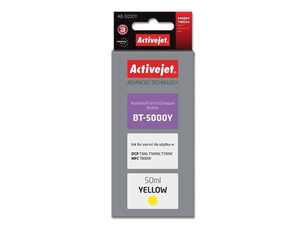 Activejet AB-5000Y, Høyt (XL) utbytte, Gult, Fargestoffbasert blekk, 50 ml, 1 stykker, Enkeltpakke