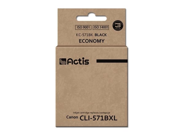 Actis KC-571Bk, Standard utskriftsproduksjon, Sort, Pigmentbasert blekk, 12 ml, 1 stykker, Enkeltpakke