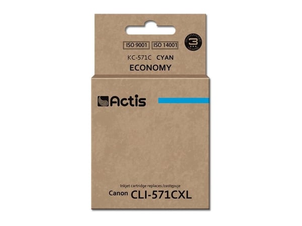 Actis KC-571C, Standard utskriftsproduksjon, Cyan, Fargestoffbasert blekk, 12 ml, 1 stykker, Enkeltpakke