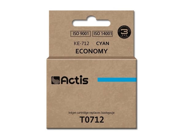 Actis KE-712, Standard utskriftsproduksjon, Cyan, Fargestoffbasert blekk, 13,5 ml, 1 stykker, Enkeltpakke