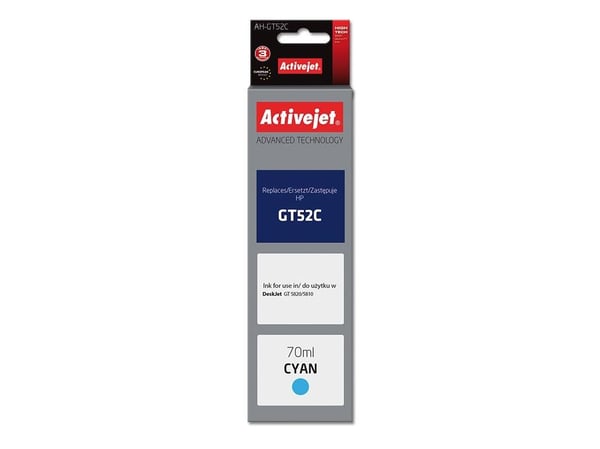 Activejet AH-GT52C, Høyt (XL) utbytte, Cyan, Fargestoffbasert blekk, 70 ml, 1 stykker, Enkeltpakke